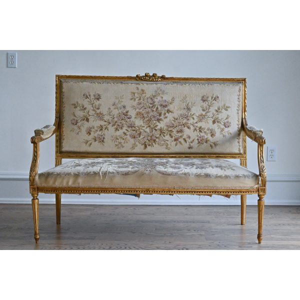 Antique Floral Embroidery Settee